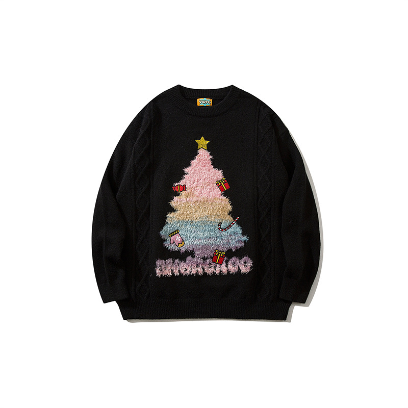 Herrenbekleidung Weihnachtsthema Pullover Paar tragen neutrale weibliche lose vielseitige Mode nationalen Trend Pullover männlich_voghion.com