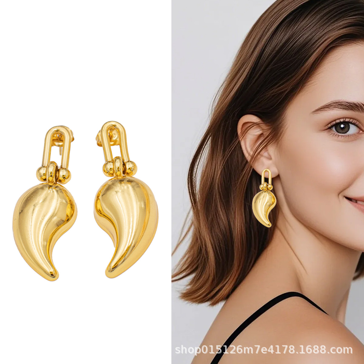 fashionable geometric trend earrings drop-shaped stainless steel