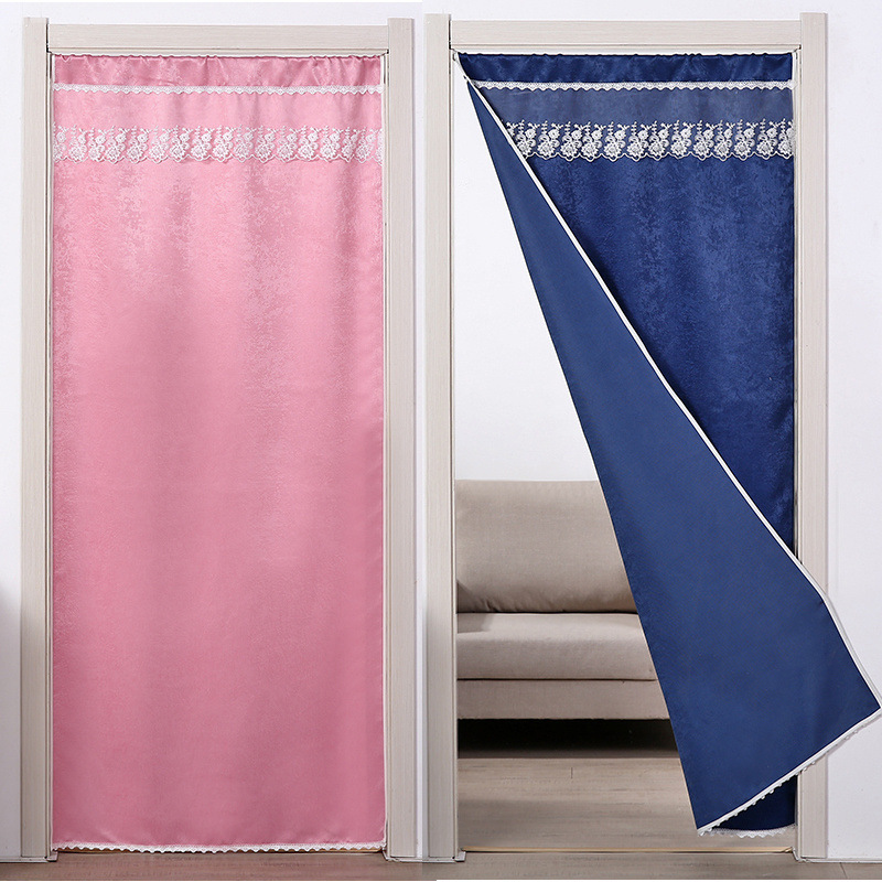 Blackout Curtain Fabric Door Curtain Blackout Partition Curtain Home Air Conditioner Bedroom Kitchen Fitting Room Punch-Free Curtain Decoration