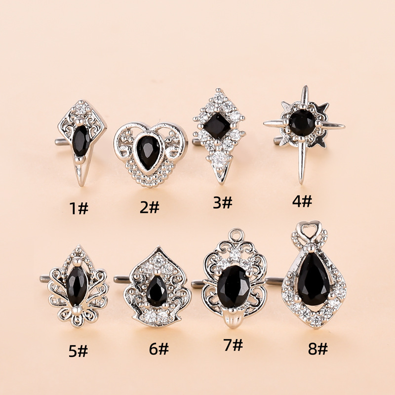 Fashion Heart Shape Stainless Steel Copper Plating Inlay Zircon Nose Studs 1 Piece display picture 2