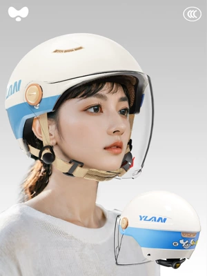 Women's Universal Four-Season Winter Half | Motosiklet kaskı (dəbilqə) - 3c-jieyu-blue-hd-long-lens-class-a-new-national-standard-one-size-fits-all