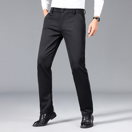 Autumn and winter thick men's casual loose straight business trousers high-stretch men's pants all-match long pants