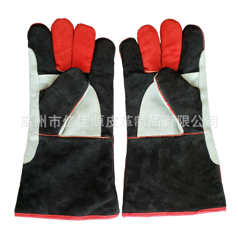 真皮牛二层皮焊工手套 劳保防护安全皮手套 防割 耐高温电焊手套