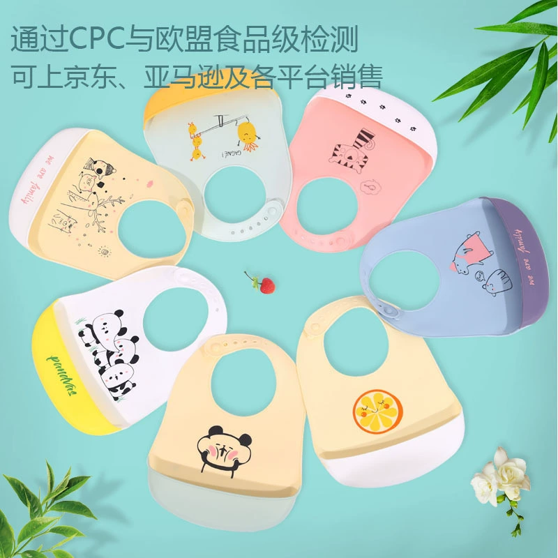 Silicone children's waterproof eating bib for food, food silicone, with pocket, anti-dirty
