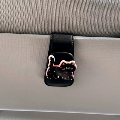 Cute Cat Car Glasses Car Glasses Clip/Bill Clip - polka-dot-black-cat-black-glasses-clip