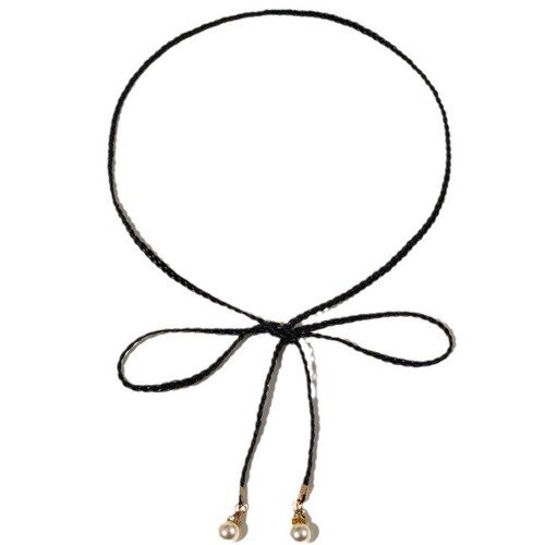 Women's versatile Bohemian-style woven waist cord with pearl bow tie dress decoration women's belt wholesale
