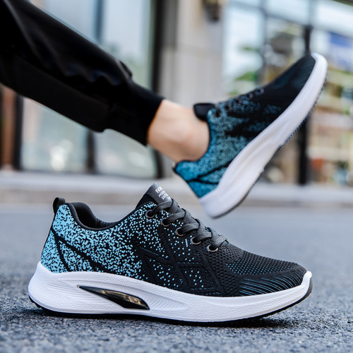 Men's New Sports Shoes, Soft Sole, Comfortable Running Shoes, Breathable Flyknit, Foreign Trade Cross-border Sports Casual Shoes