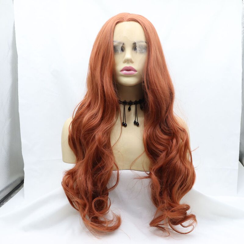 Qingdao Sylvia Orange Long Curly Hair Wig Hand Hook Front Lace Rose Elastic Inner Mesh Headset Qingdao Sylvia Orange Long Curly Hair Wig Hand Hook Front Lace Rose Elastic Inner Mesh Headset