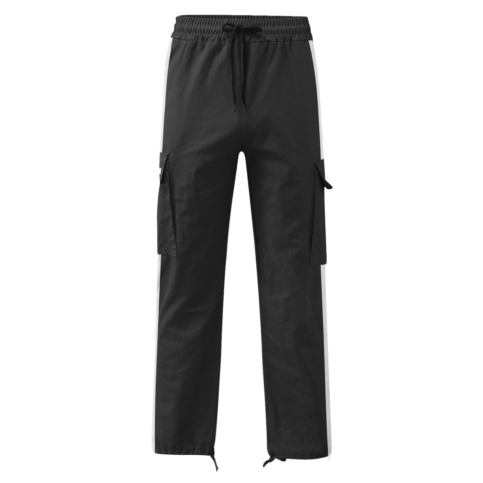 2023 Spring Autumn New Men's Work Pants European Drawstring Multi-Pocket Contrast Color Trousers for Men_voghion.com
