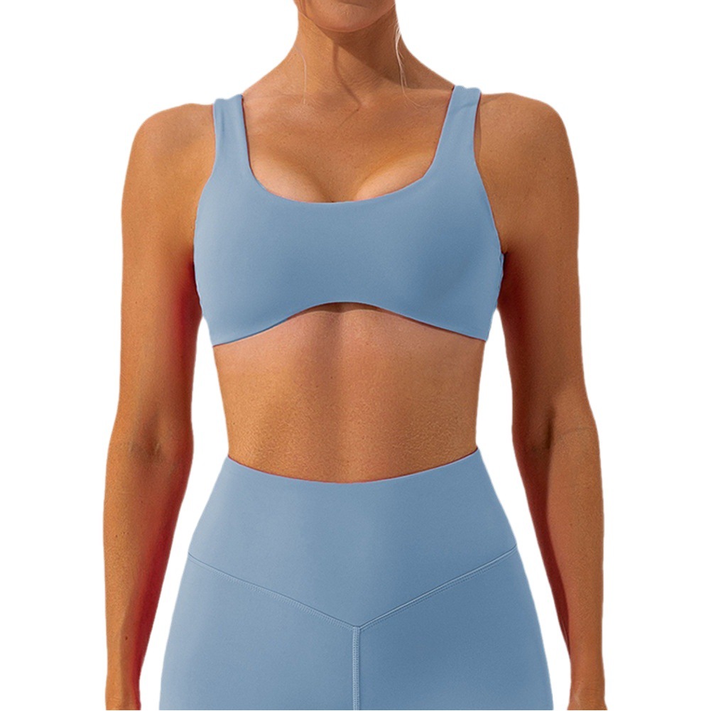 24 nuevos conjuntos de ropa de yoga estilo europeo y americano para verano y otoño, sensación de segunda piel, sujetadores deportivos ajustados para mujer, sujetadores de yoga para fitness con espalda descubierta