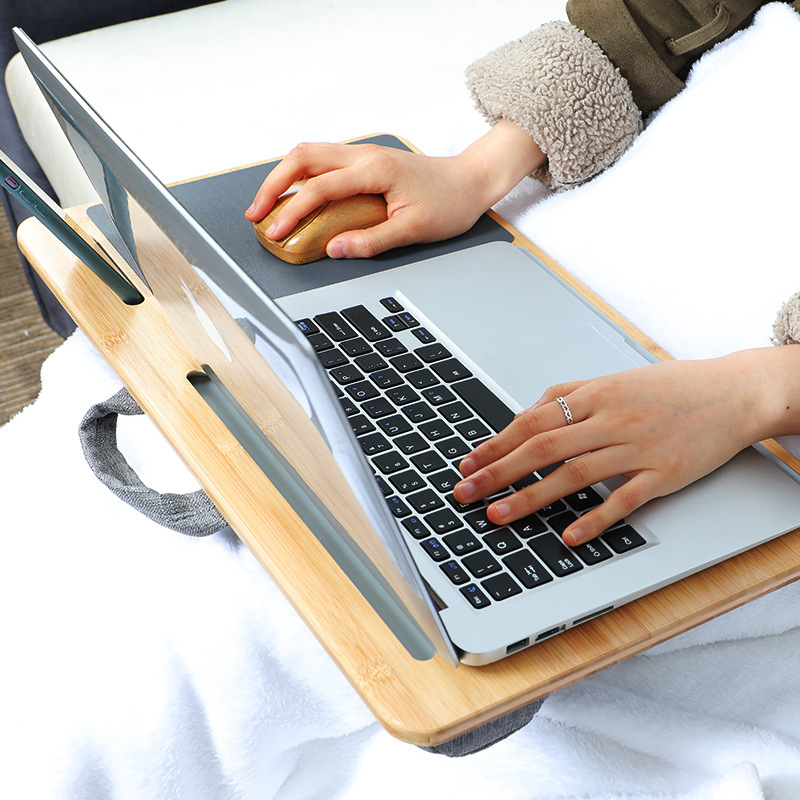 Samexi Bamboo Lap Computer Desk Notebook Double-Sided Car Desk Portable Bed Small Table