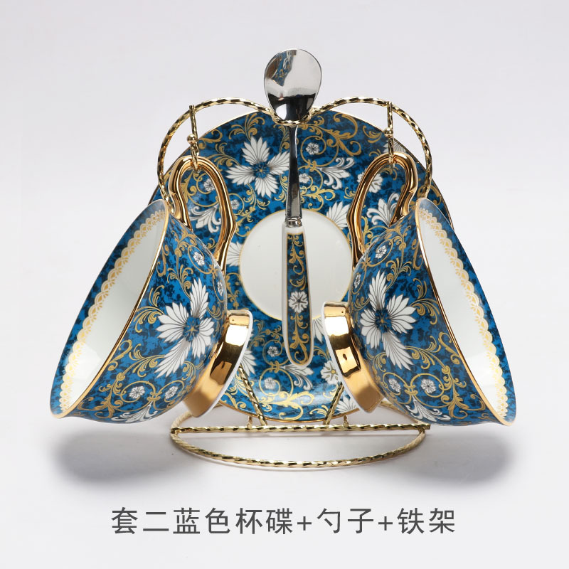 Juego de té de la tarde de lujo ligero de estilo europeo traje perfumado taza de café y platillo de cerámica de china de hueso de alta gama