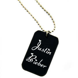 Justin Bieber贾斯汀·比伯吊坠项链硅胶狗牌长珠链时尚配饰礼物