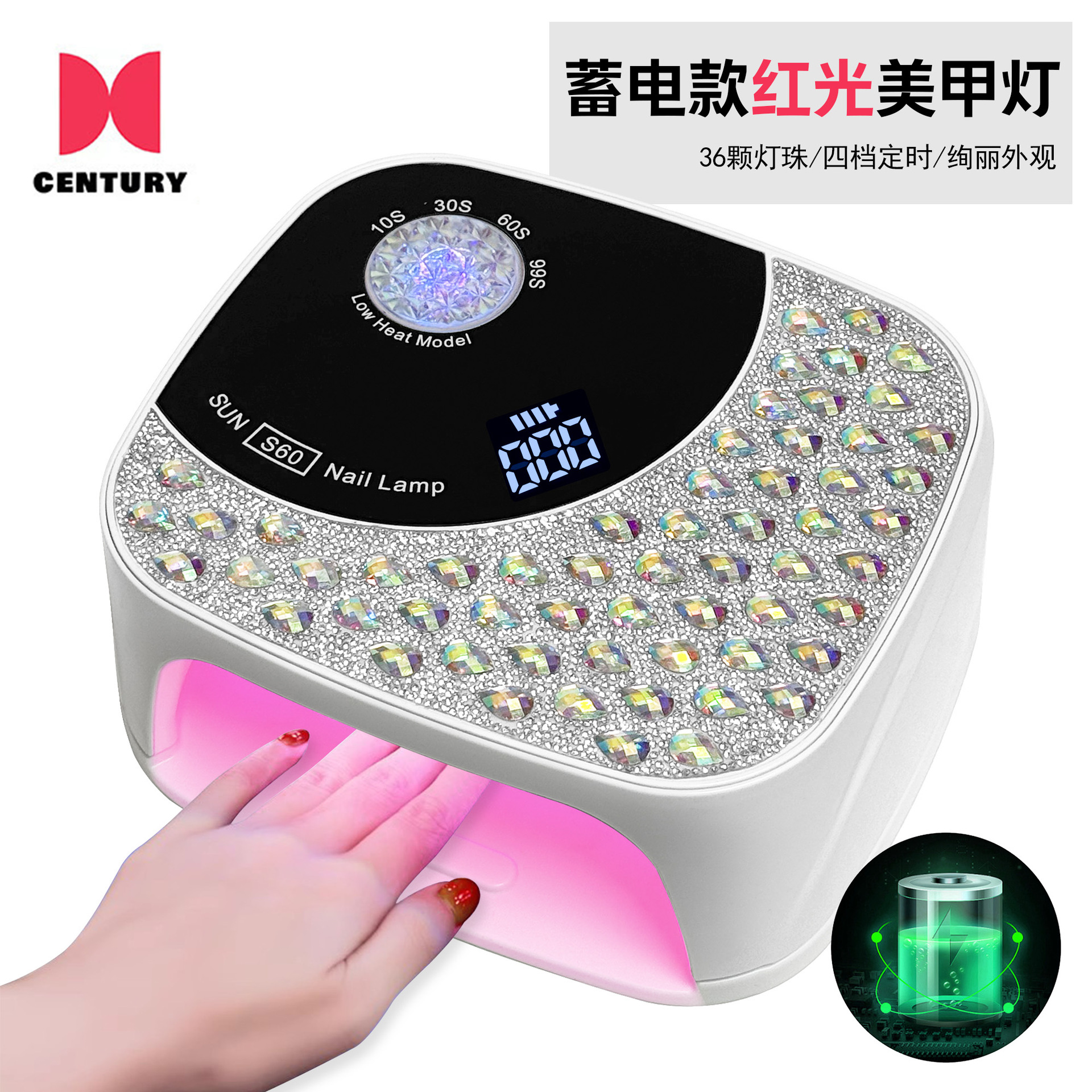 Nueva batería Luz roja Lámpara de uñas Lámpara de uñas Lámpara para hornear Lámpara de fototerapia Lámpara para hornear Lámpara UV Lámpara LED Lámpara de uñas