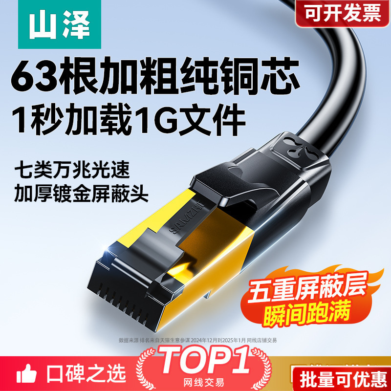 Shan Ze Class 7 Network Cable 10 Gigabit cat Super Class 6 Gigabit High Speed Network Home Computer Router Broadband Meter M