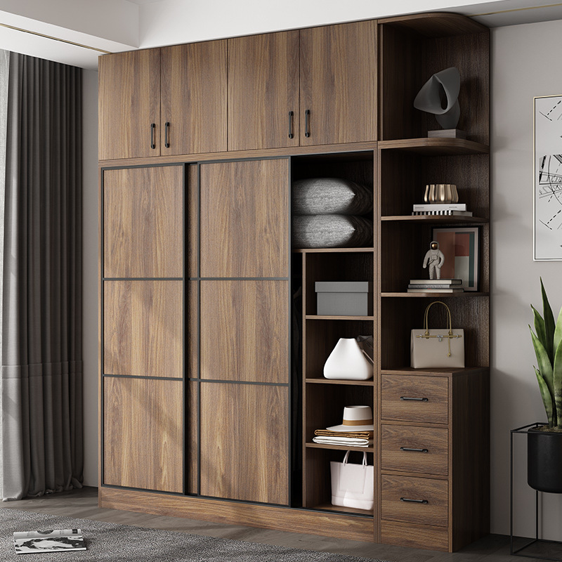 Nordic puerta corredera armario moderno minimalista pequeño apartamento armario dormitorio armario hogar económico placa armario image 4