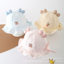 婴儿帽子春秋季薄款宝宝女洋气遮阳帽婴幼儿冬季公主风外出渔夫帽