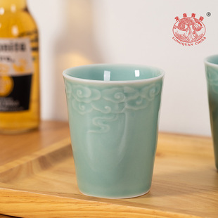 Longquan Celadon Kung Fu Tea Cup Tea Set Creative Large Capacity Portable Brewing Cup Ceramic Water Cup for Hospitality and Soft Drinks