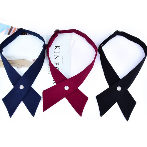 Crossed Cross X Red Wine Color Women Student JK School Uniform Small Lapel Flower Korean Version Lapel Black Bow Tie
