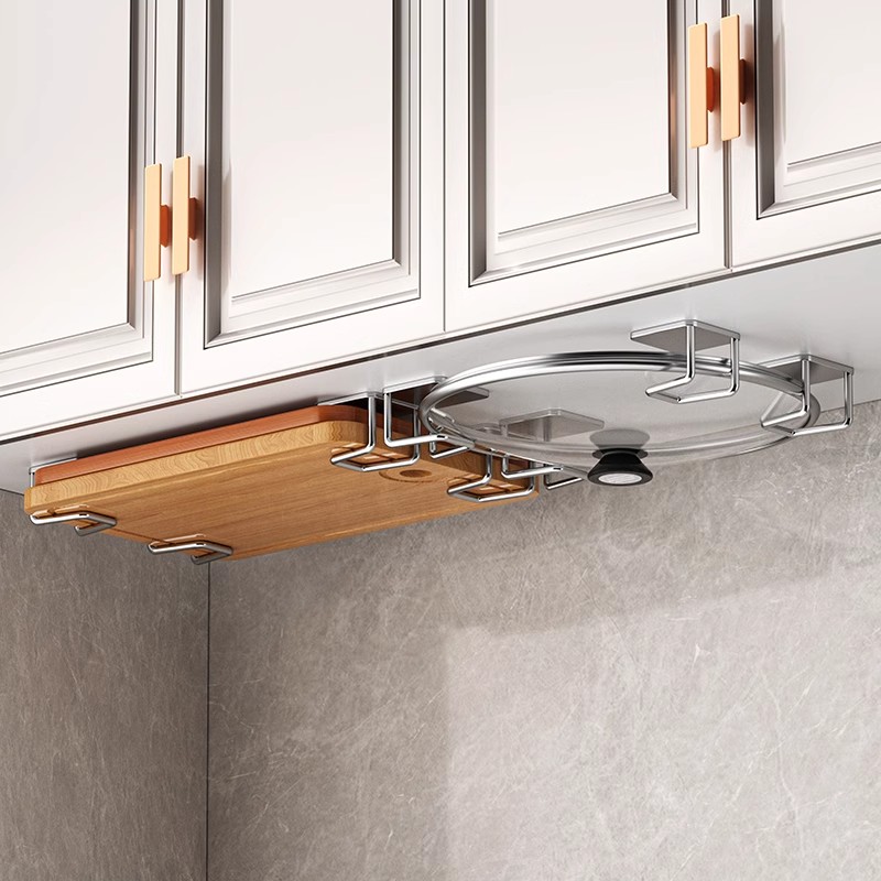 Estante de almacenamiento para lavabo, gabinete de baño, estante para lavabo inferior, estante para baño, gancho sin perforación, colgante de pared de acero inoxidable