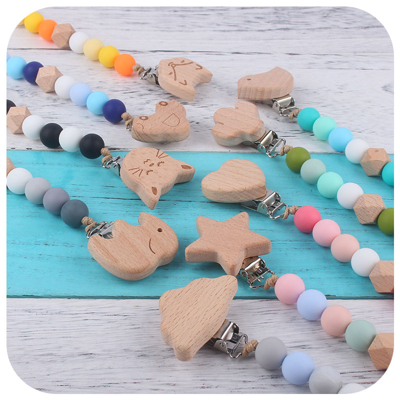Nuevo bebé calmante silicona chupete cadena teether traje Bebé haya animal chupete clip juguete mordedor