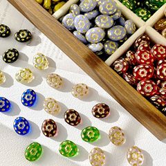 [花] イミテーションチェコガラスビーズゴールドオーバルビーズフラワーアクリル DIY 手作り素材イヤリングアクセサリー