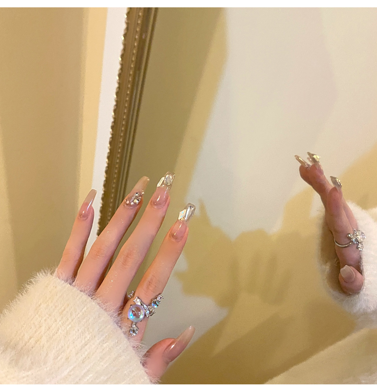Plating Design Wholesale Jewelry Elegant Romantic Geometric Copper Moonstone Plating Rings