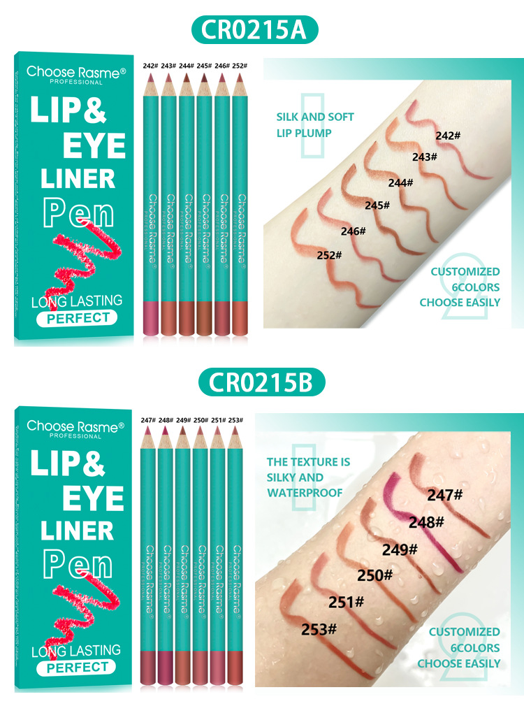 Matita labbra mista a 6 colori, pasta di fagioli, colore opaco, linea opaca, non facile da sbiadire, penna per rossetto_voghion.com