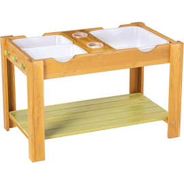 跨境木质儿童玩具萌芽感官桌儿童多格玩具沙桌实木宝宝游戏互动桌