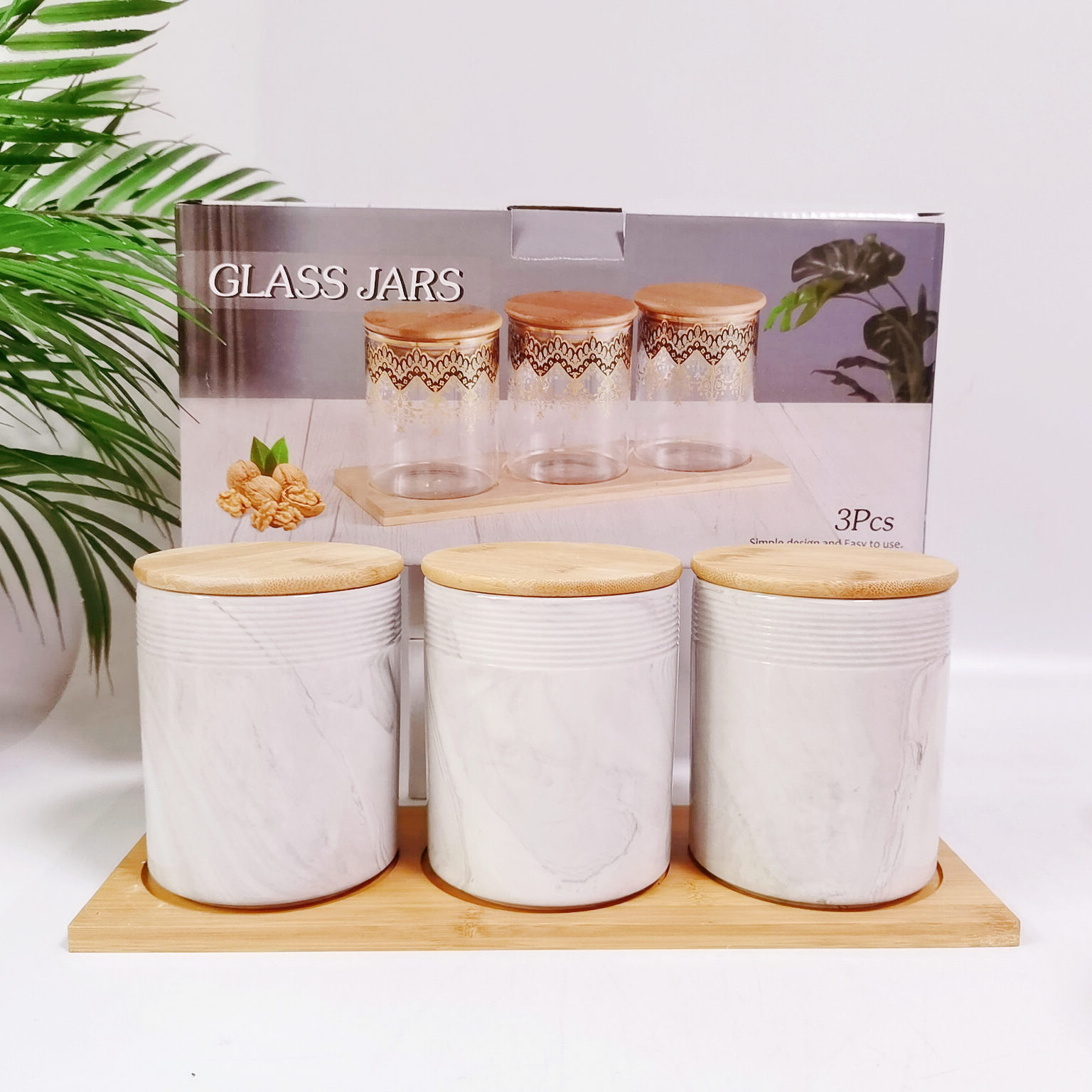 Transfronterizo de Oriente Medio Exportación de cerámica sellada Jar marbling color de almacenamiento de suelo Jar condimento Jar café té Jar