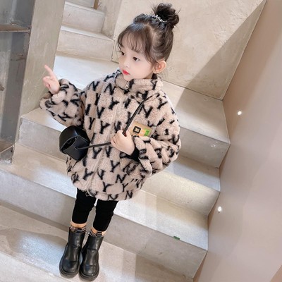 girl Winter clothes coat Cotton clip Leopard Children thickening winter Korean Edition children Autumn and winter Female baby Fashionable sweater