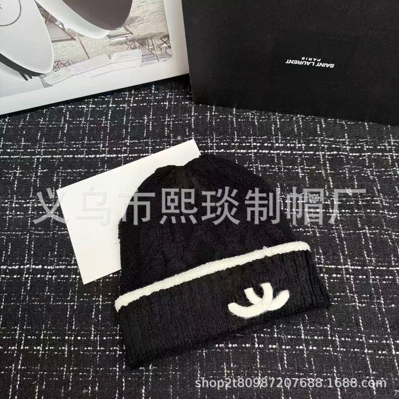 2025新款双C正确字母针织帽秋冬双色百搭保暖时尚百搭毛线帽ins|undefined