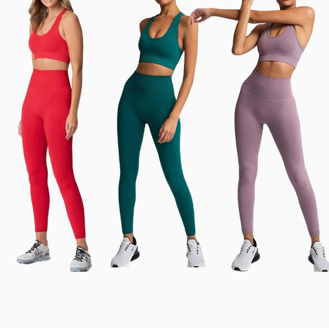 European and American Hot-Selling Seamless Knit Vest and Cropped Pants Set for Women, Butt-Lifting Cross-Border Bra Pants, Multi-Color Clearance Yoga Wear