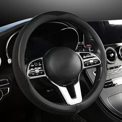 2024 New Breathable Ice Silk Car Steering Wheel Cover, Direct Sales from the Manufacturer, Dropshipping, Cross-Border Hot-Selling Product (Steering wheel cover) - black-38cm