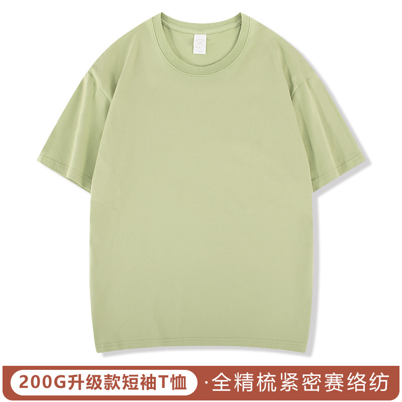 220g algodón peinado Camiseta cuello redondo ropa de trabajo grupo uniforme clase uniforme cultura camisa empresa partido bordado impreso LOGO