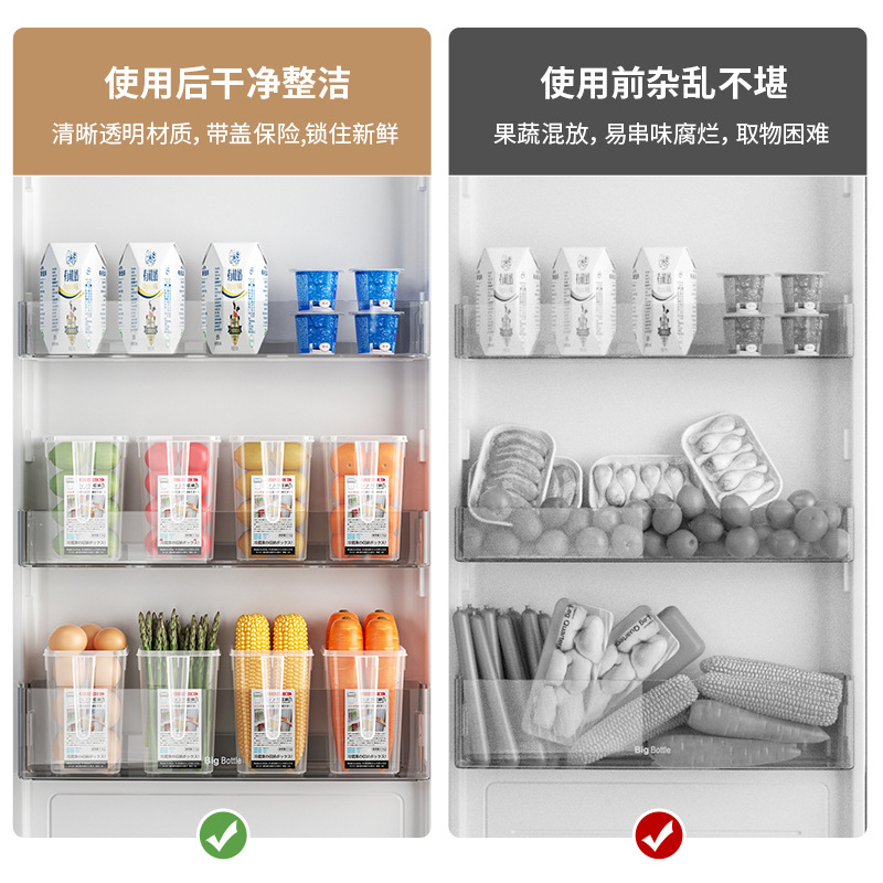 Caja de almacenamiento interior de la puerta del refrigerador Cocina Comida comida vegetal fruta con tapa caja de organización caja de almacenamiento con mango