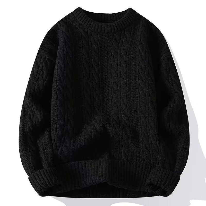 Men's Clothing Round Neck Sweater Men's Winter Knitted Sweater Trendy Brand Inner Wear Bottoming Shirt Thick Warm Sweater Sweater Pullover Lazy_voghion.com