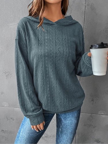 Plus Size Solid Hooded Sweatshirt for Women