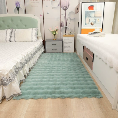 Carpet, Thick Plush Floor Mat, Bedroom: Car Carpet - bubble-velvet-matcha-green-extra-thick-high-density-4040cm