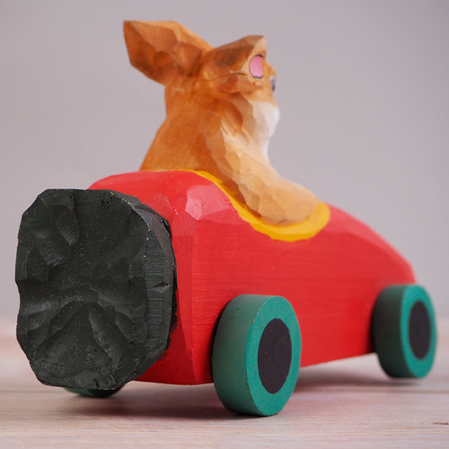 Cartoon toy car solid wood carving ornaments wooden car wooden crafts manufacturer wholesale creative scooter