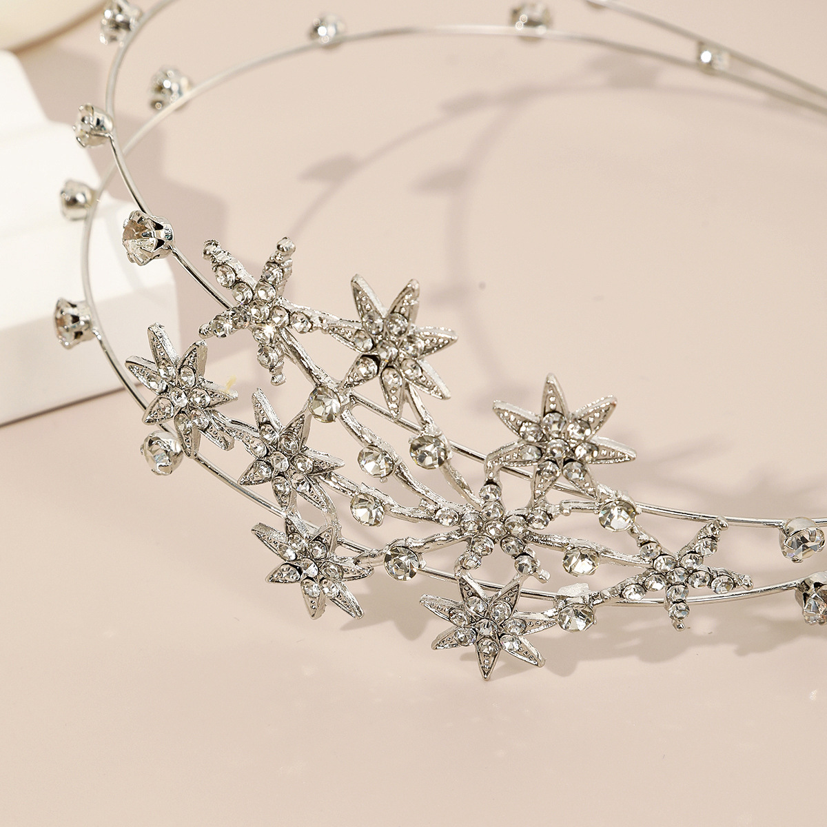 Double Layer Snowflake Zircon Bridal Headband For Wedding_voghion.com