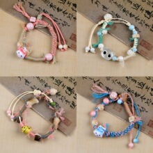 手工编织可爱陶瓷手链新中式小清新手绳男女文艺卡通猫咪编绳批发