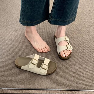 Thick-Soled Birkenstock Slippers for Women's Summer Outer Wear 2024 New Casual Retro Birkenstock Beach Shoes French Outing Sandals