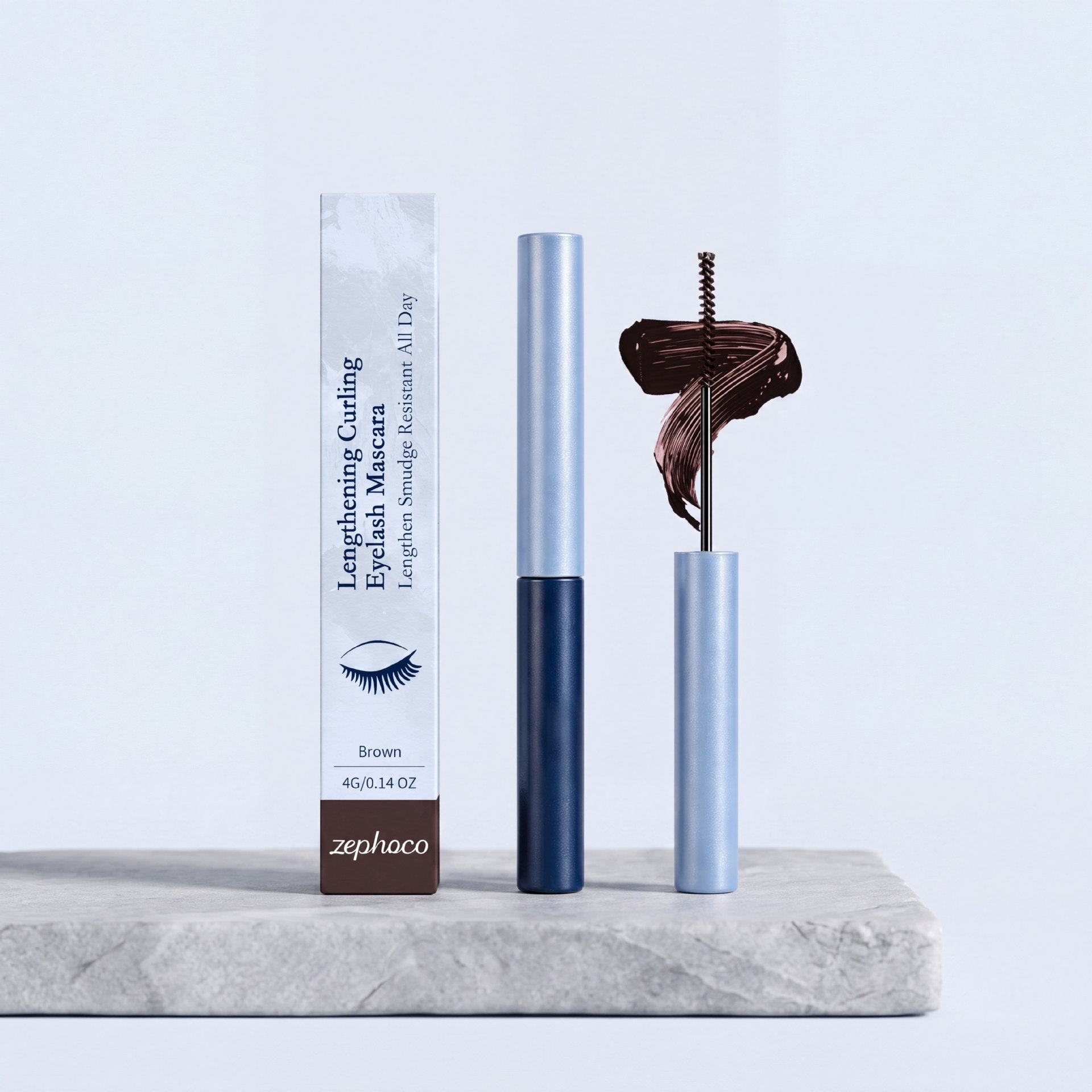 Zephoco Brown Curling Mascara Is Smooth, Lightweight, and Naturally Pigmented, and It Provides Daily Curling Effect and Is Long-Lasting and Not Easy to Smudge