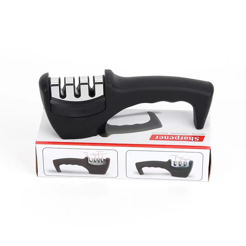 Ablinador de cuchillos puntual, afilador rápido de tres o cuatro etapas, afilador de diamante, afilador de cocina multifuncional, afilador de mano de piedra