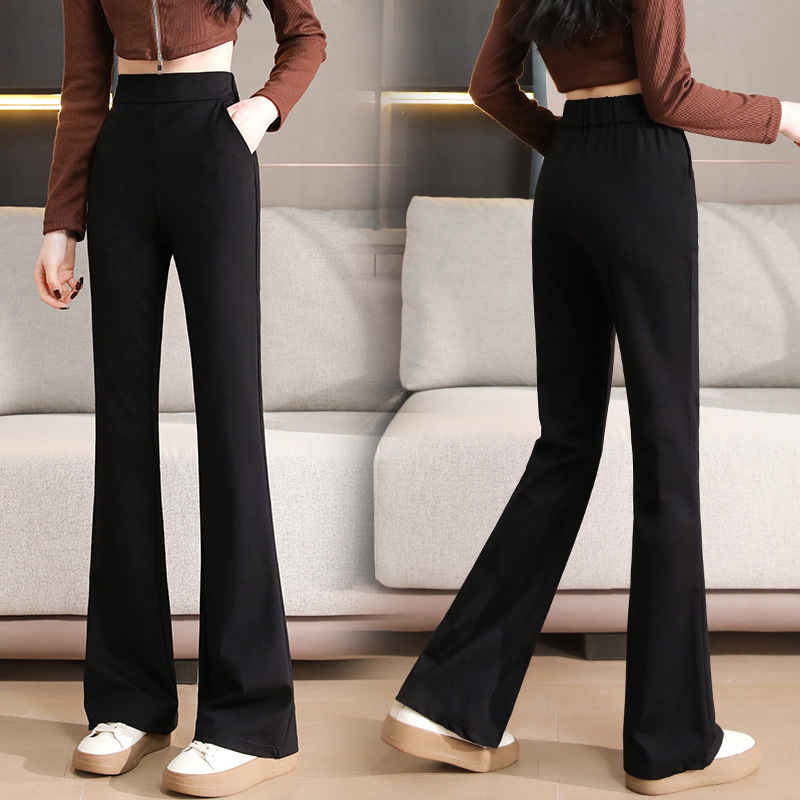 Slip Pants Women's Spring and Autumn 2025 New Arrival Trousers Loose Black Casual High Waist Dummy High Waist Flared Pants