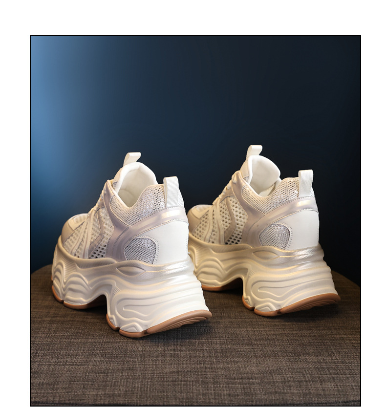Giày sneaker chunky nữ đế dày tăng chiều cao lưới thoáng khí — Màu mơ chi tiết 20