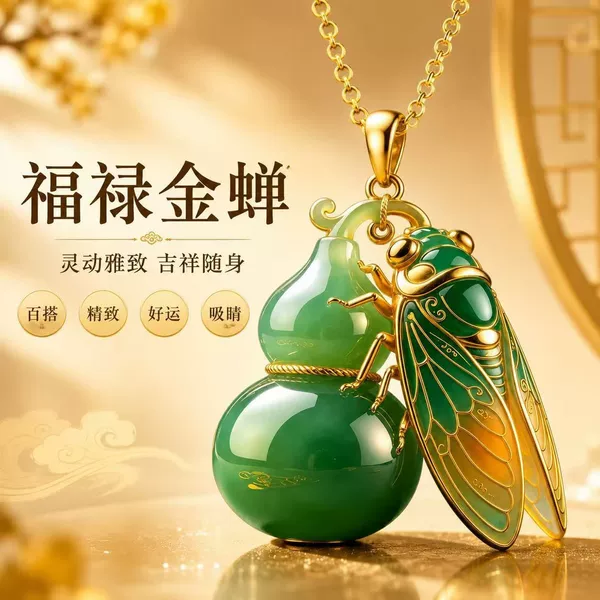 【Dropshipping】Exquisitely Crafted Colorful Glazed Golden Cicada Gourd Long Pendant with Delicate Gradient Green Enamel Keychain