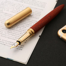 毕业礼赠学生老师高档檀木黄铜笔商务铱金钢笔美工尖钢笔刻字