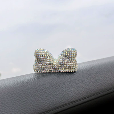 DYI material women, Car ornaments - small-size-diamond-bow-ornaments-color-white